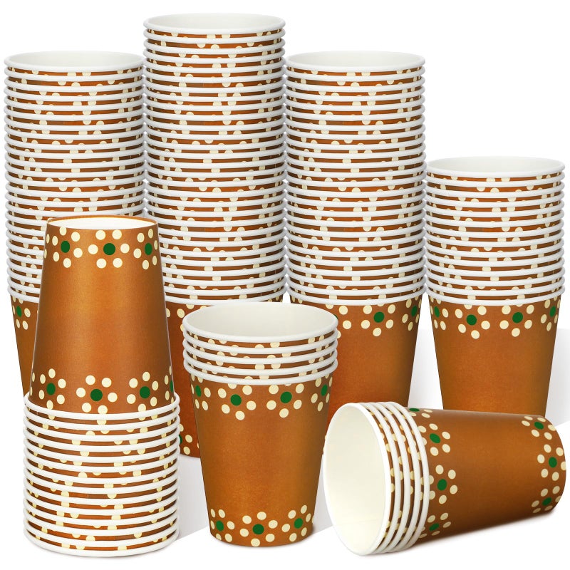 Jingmore 100 Pcs Copas De Barro Mexicanas Cielito Lindo Party Decoration Mexican Dinnerware Terracotta Flower Clay Disposable Paper Cups for Birthday Wedding Party Supplies DecorationGreen Flower
